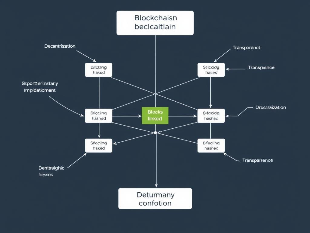 Blockchain technology diagram showing distributed ledger structure with connected nodes Blockchain technology diagram showing distributed ledger structure with connected nodes