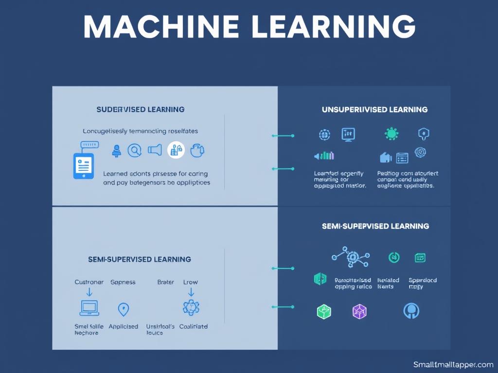 Comparison of the four main types of machine learning with visual examples Comparison of the four main types of machine learning with visual examples