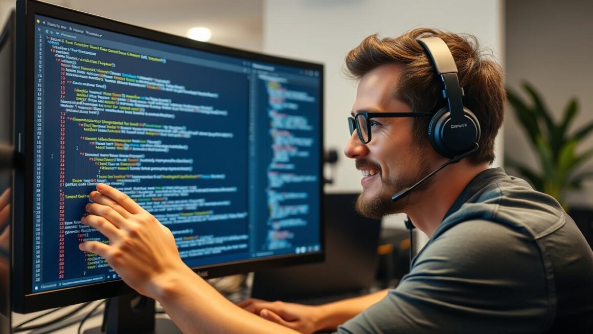 Developer reviewing clean code on computer screen