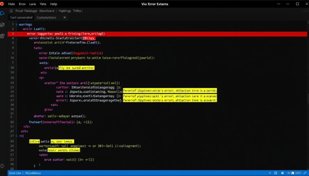 Error Lens highlighting code errors in VSCode Error Lens highlighting code errors in VSCode