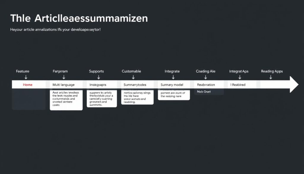 Future roadmap for the article summarization project showing planned features Future roadmap for the article summarization project showing planned features