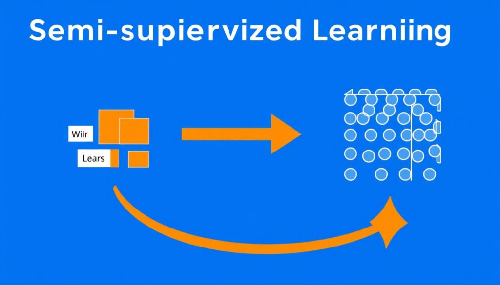 Semi-supervised learning illustration showing how it combines labeled and unlabeled data Semi-supervised learning illustration showing how it combines labeled and unlabeled data